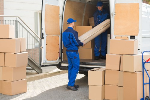 Commercial moving team working in Uxbridge town centre