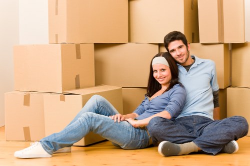 Moving boxes and furniture in a Uxbridge residential property